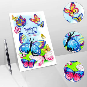 50 Pages A5 Special Shaped Diamond Painting Diary Book (Butterfly Gardens)