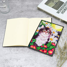 Load image into Gallery viewer, 50 Pages A5 Special Shaped Diamond Painting Diary Book for Teen(Flower Bush Cat)
