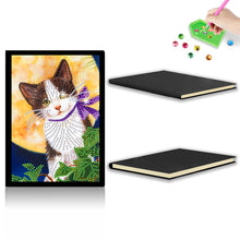 Load image into Gallery viewer, 50 Pages A5 Special Shaped Diamond Painting Diary Book (Cat Under the Moon)
