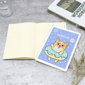 50 Pages A5 Special Shaped Diamond Painting Diary Book (Cartoon Donut Corgi)