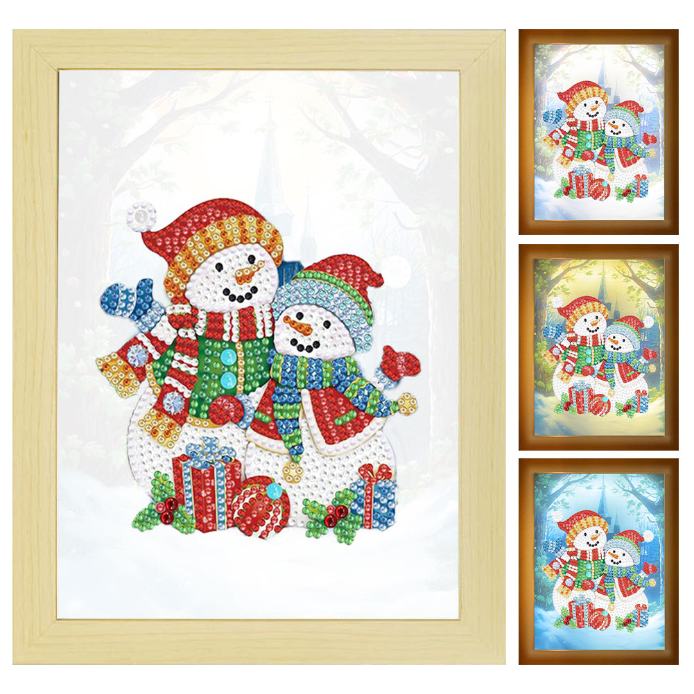 Special Shaped Diamond Painting Kit with Lights 17x22cm (Christmas Snowman #1)