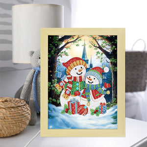 Special Shaped Diamond Painting Kit with Lights 17x22cm (Christmas Snowman #1)