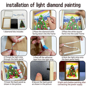 Special Shaped Diamond Painting Kit with Lights 17x22cm (Christmas Tree)