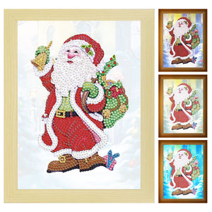 Special Shaped Diamond Painting Kit with Lights for Xmas Gifts 17x22cm (Santa)