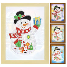 Load image into Gallery viewer, Special Shaped Diamond Painting Kit with Lights 17x22cm (Christmas Snowman #4)
