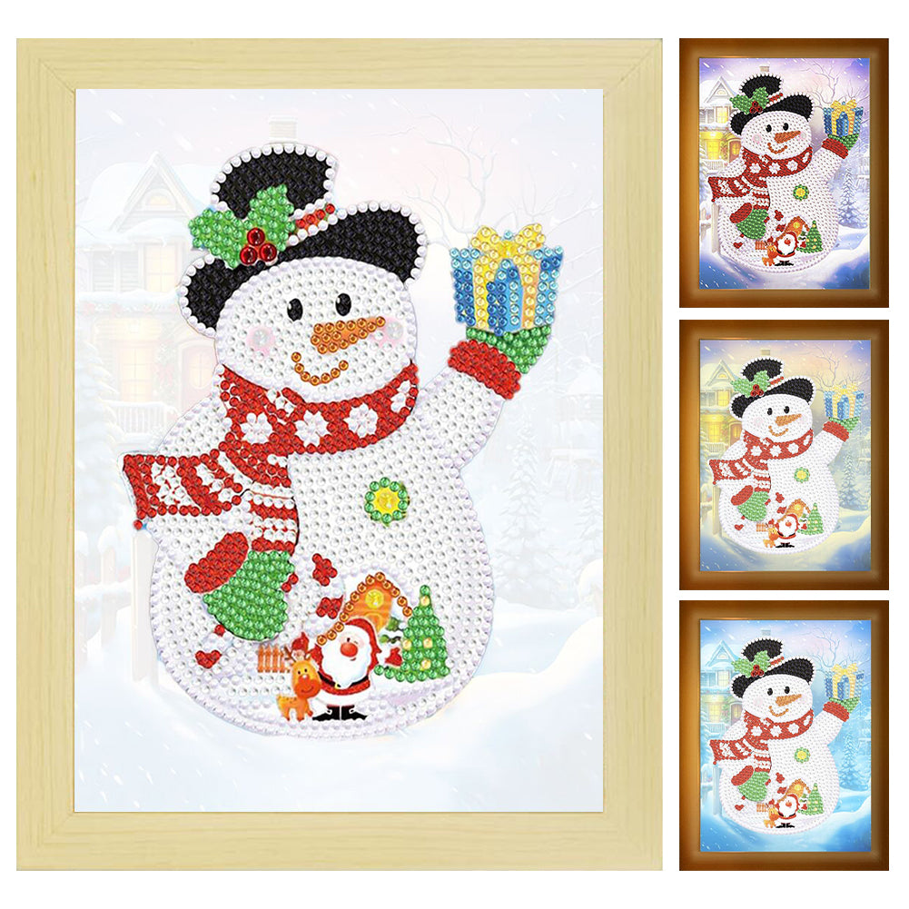 Special Shaped Diamond Painting Kit with Lights 17x22cm (Christmas Snowman #4)