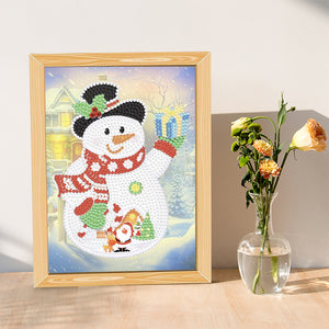 Special Shaped Diamond Painting Kit with Lights 17x22cm (Christmas Snowman #4)