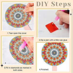 DIY Diamond Painting Mirror Kit for Adults Kids Beginners (Mandala #4)