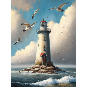 Seaside Lighthouse 30*40CM (canvas) Full Round Drill Diamond Painting