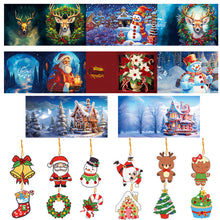 Load image into Gallery viewer, 8PCS Elk Special Shape Diamond Art Greeting Cards Santa Gift for Christmas (#2)
