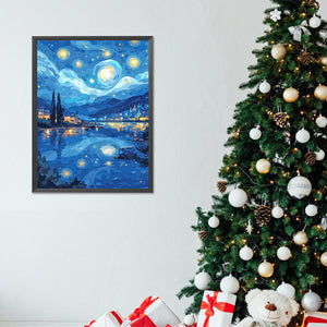 Starry Sky Over River 30*40CM (canvas) Full Round Drill Diamond Painting