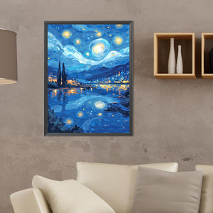 Starry Sky Over River 30*40CM (canvas) Full Round Drill Diamond Painting