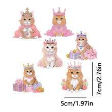 Load image into Gallery viewer, 6PCS Double Sided Diamond Painting Art Keychain Pendant (Crown Cat Princess)
