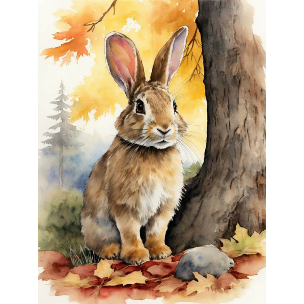 Woods Rabbit 30*40CM (canvas) Full Round Drill Diamond Painting