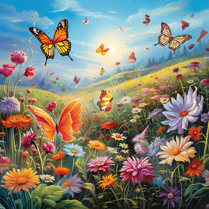 Garden Flowers Butterflies 30*30CM (canvas) Full Round Drill Diamond Painting