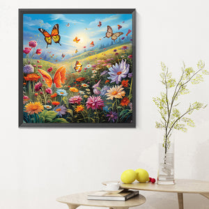 Garden Flowers Butterflies 30*30CM (canvas) Full Round Drill Diamond Painting