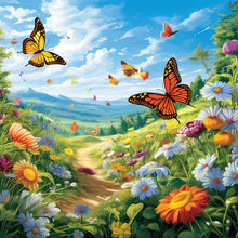 Load image into Gallery viewer, Garden Flowers Butterflies 30*30CM (canvas) Full Round Drill Diamond Painting
