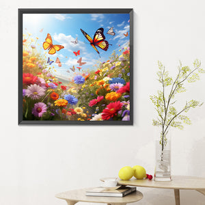 Garden Flowers Butterflies 30*30CM (canvas) Full Round Drill Diamond Painting