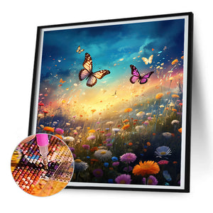 Garden Flowers Butterflies 30*30CM (canvas) Full Round Drill Diamond Painting