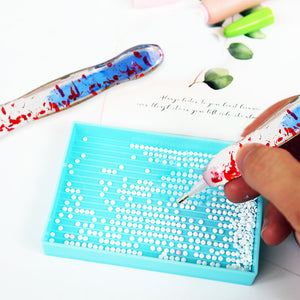 14PCS Resin Diamond Painting Pen Kit with Trays DIY Diamond Painting Tool (Blue)