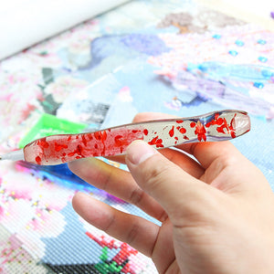 14PCS Resin Diamond Painting Pen Kit with Trays DIY Diamond Painting Tool (Pink)