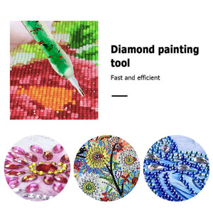 14PCS Resin Diamond Painting Pen Kit with Trays DIY Diamond Painting Tool(Green)