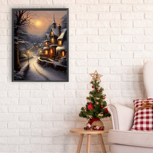 Winter Village 30*40CM (canvas) Full Round Drill Diamond Painting