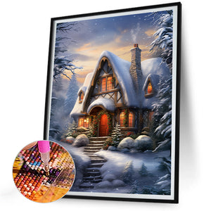 Winter Village 30*40CM (canvas) Full Round Drill Diamond Painting