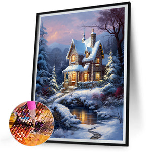 Winter Village 30*40CM (canvas) Full Round Drill Diamond Painting