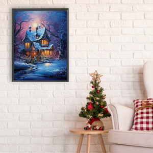 Winter Village 30*40CM (canvas) Full Round Drill Diamond Painting