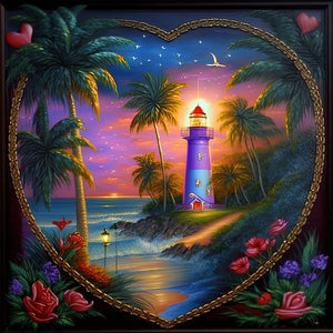 Beach Lighthouse 30*30CM (canvas) Full Round Drill Diamond Painting