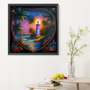 Beach Lighthouse 30*30CM (canvas) Full Round Drill Diamond Painting