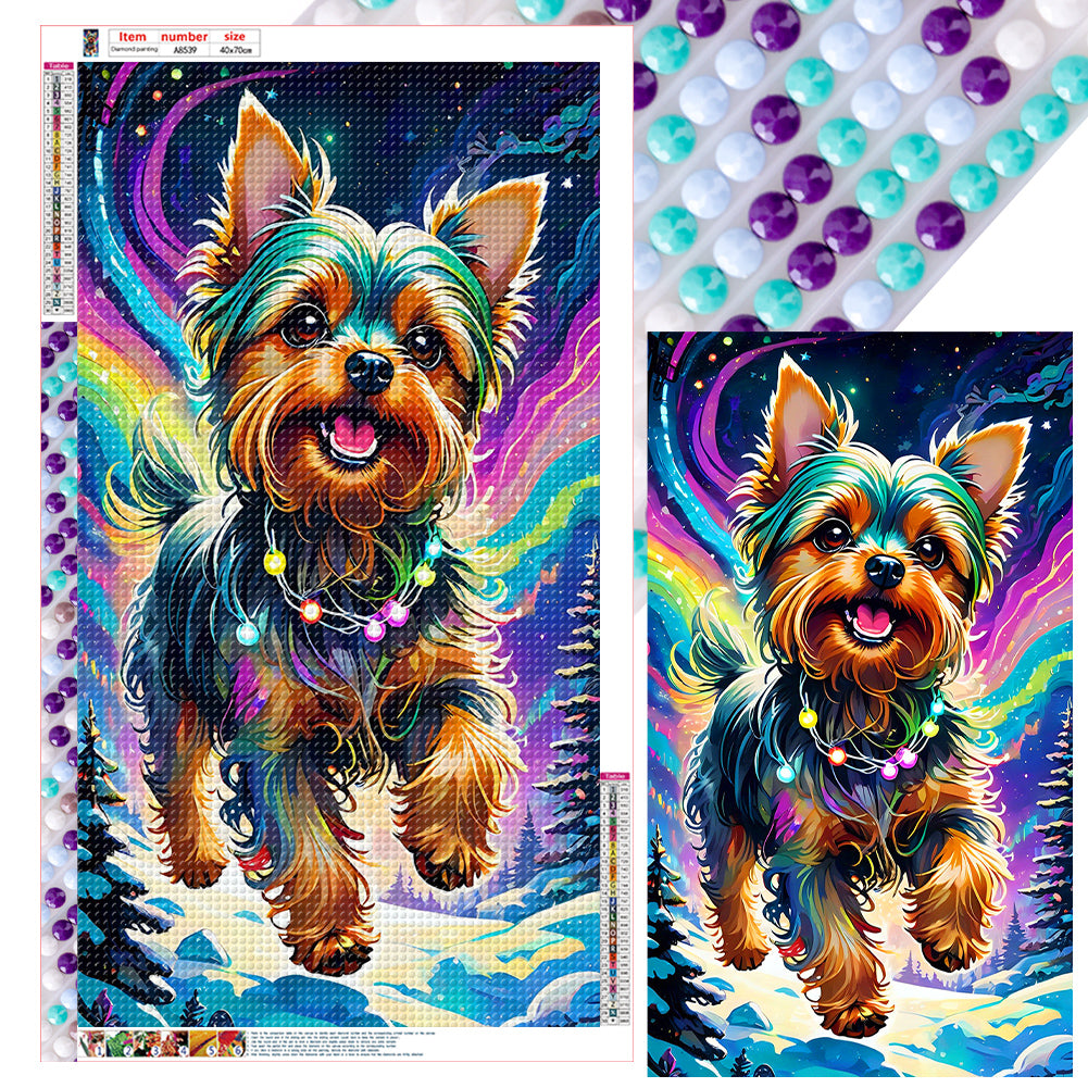 Dog Galloping Under The Aurora 40*70CM (canvas) Full Round Drill Diamond Painting