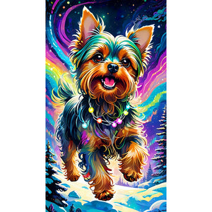 Dog Galloping Under The Aurora 40*70CM (canvas) Full Round Drill Diamond Painting