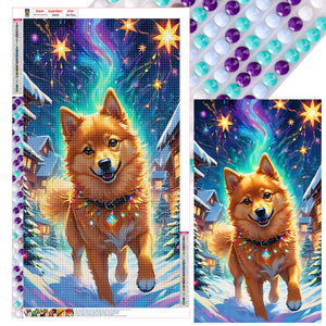 Dogs Running Under The Aurora 40*70CM (canvas) Full Round Drill Diamond Painting