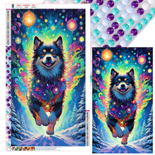 Load image into Gallery viewer, Dog Hanging Christmas Lights Under The Aurora 40*70CM (canvas) Full Round Drill Diamond Painting
