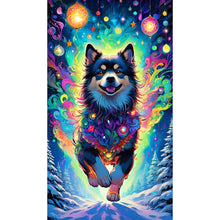 Load image into Gallery viewer, Dog Hanging Christmas Lights Under The Aurora 40*70CM (canvas) Full Round Drill Diamond Painting
