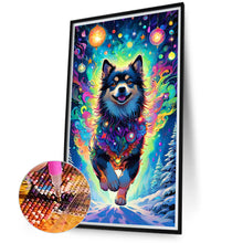 Load image into Gallery viewer, Dog Hanging Christmas Lights Under The Aurora 40*70CM (canvas) Full Round Drill Diamond Painting
