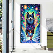 Load image into Gallery viewer, Dog Hanging Christmas Lights Under The Aurora 40*70CM (canvas) Full Round Drill Diamond Painting
