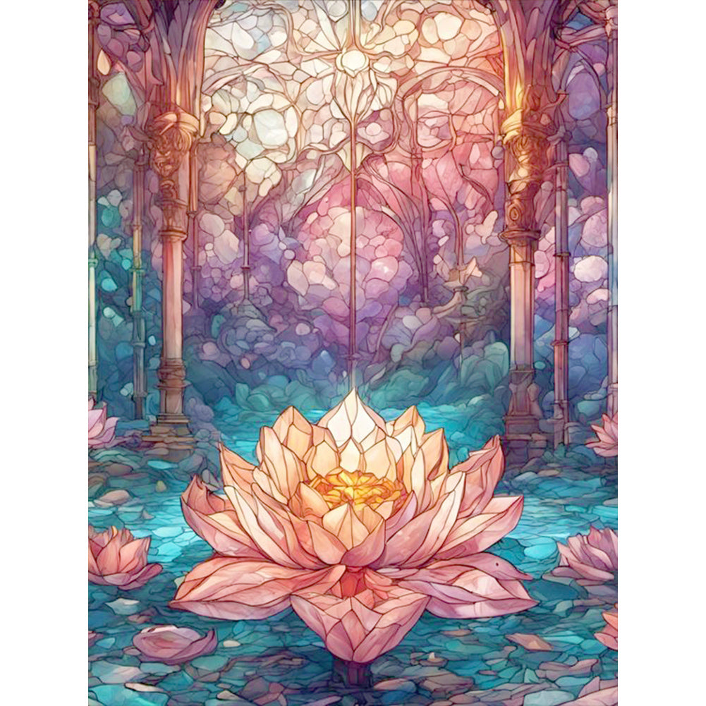 Lotus Pond Palace 30*40CM (canvas) Full Round Drill Diamond Painting