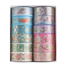 Load image into Gallery viewer, 12 Rolls Color Tape Flower Washi Tape Set for DIY Crafts(Flower Hot Stamping 01)
