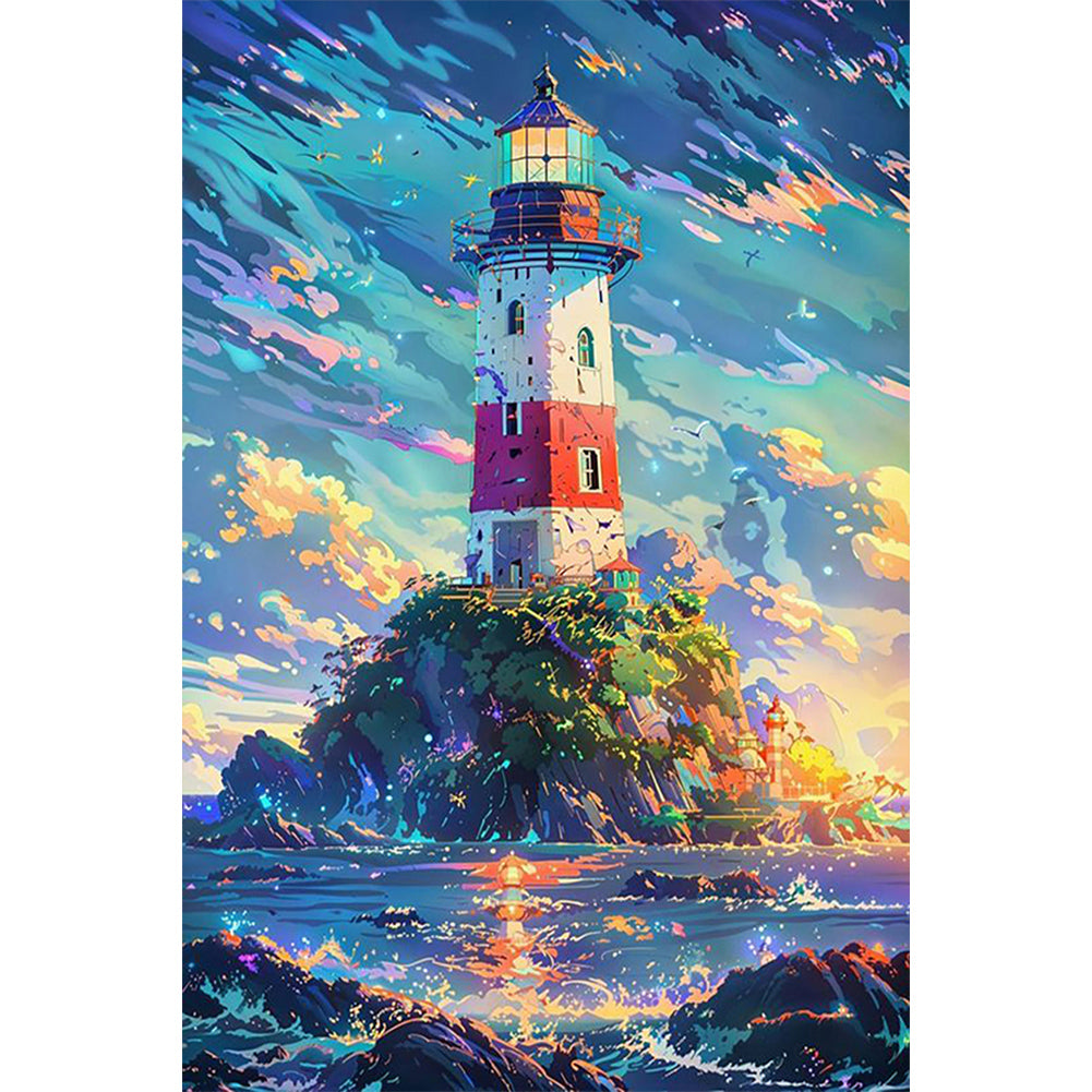 Island Lighthouse 40*60CM (canvas) Full Round Drill Diamond Painting