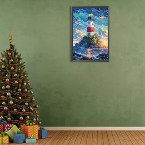 Island Lighthouse 40*60CM (canvas) Full Round Drill Diamond Painting