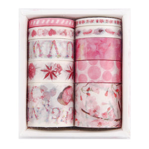 10 Rolls Adhesive Tape Washi Tape Set Color Tape for DIY Craft(Peach Blossom 05)