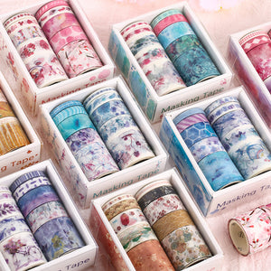 10 Rolls Adhesive Tape Washi Tape Set Color Tape for DIY Craft(Peach Blossom 05)