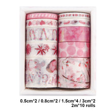 Load image into Gallery viewer, 10 Rolls Adhesive Tape Washi Tape Set Color Tape for DIY Craft(Peach Blossom 05)
