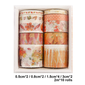 10 Rolls Adhesive Tape Washi Tape Set Color Tape (Thick Autumn Forest 06)