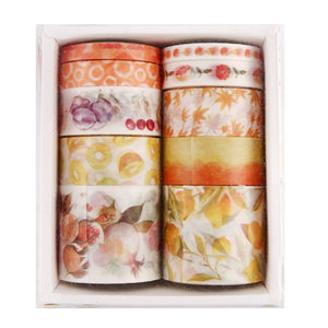 10 Rolls Adhesive Tape Washi Tape Set Color Tape for DIY Crafts (Fruit Buds 11)