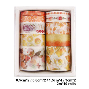 10 Rolls Adhesive Tape Washi Tape Set Color Tape for DIY Crafts (Fruit Buds 11)