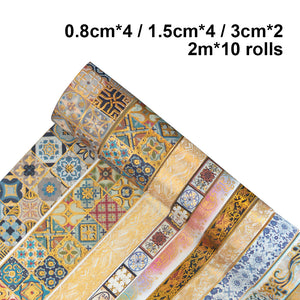 10 Rollen Adhesive Tape Hot Stamping Washi Tape Set for Crafts (Splendid 03)